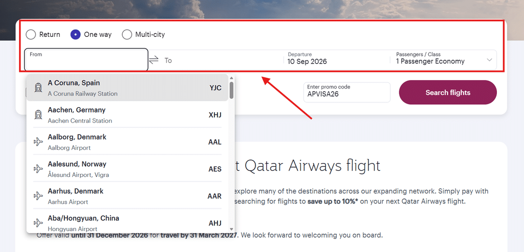 Enter your departure details
