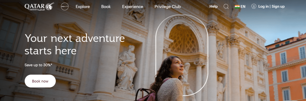 Qatar airways homepage